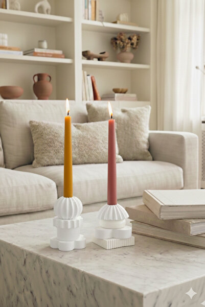 ByBastik 8' li Puzzle Şamdan - 2’ li Mum Hediye - Kendin Renklendir Şamdan Se...