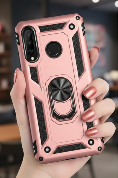 TechTrove Huawei P30 Lite Kılıf Yüzüklü Stand Olabilen Magnetic Tpu Tank Kapak