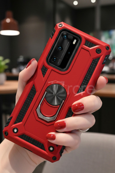 TechTrove Huawei P40 Pro Kılıf Yüzüklü Stand Olabilen Magnetic Tpu Tank Kapak