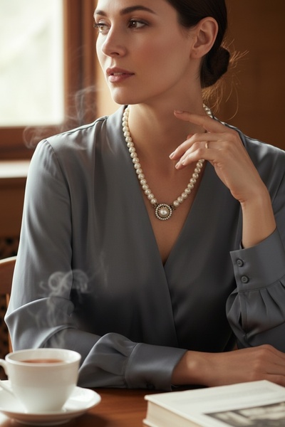 FAYRA ACCESSORIES Kristal Taşlı Yuvarlak Inci Kolye