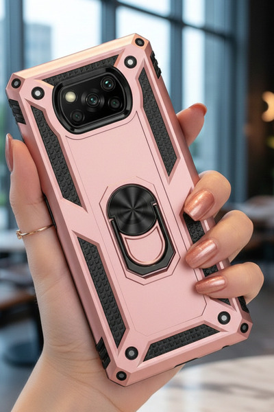 TechTrove Xiaomi Poco X3 Kılıf Yüzüklü Stand Olabilen Magnetic Tpu Tank Kapak