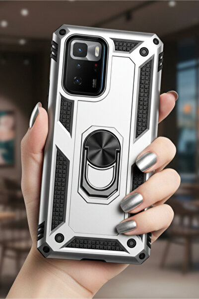 TechTrove Xiaomi Poco X3 GT Kılıf Yüzüklü Stand Olabilen Magnetic Tpu Tank Kapak