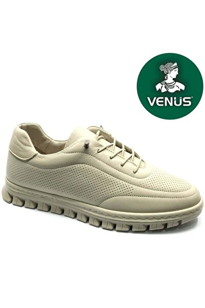 Venüs Ruff Genuine Leather Orthopedic Women's Casual Shoes Beige