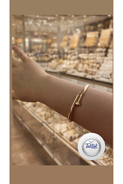 TakTak Unisex Kadın Altın Kaplama Model Çivi Bileklik