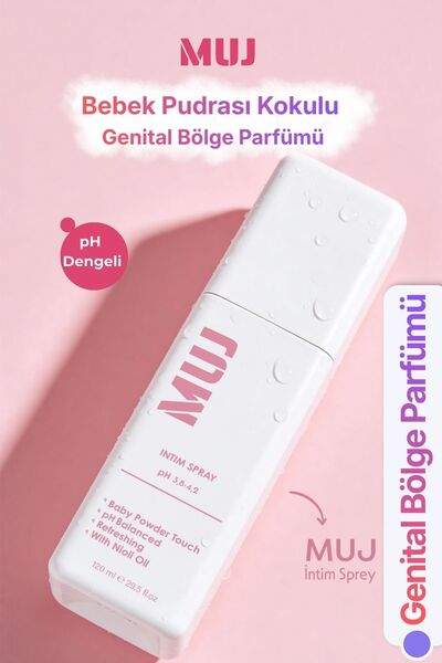 MUJ Genital Bölge Ferahlık Spreyi – Koku Önleyici • pH Dengeli • Bebek Pudras...