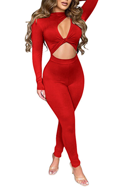 Lingerie and Fashion Style Red Jumpsuit