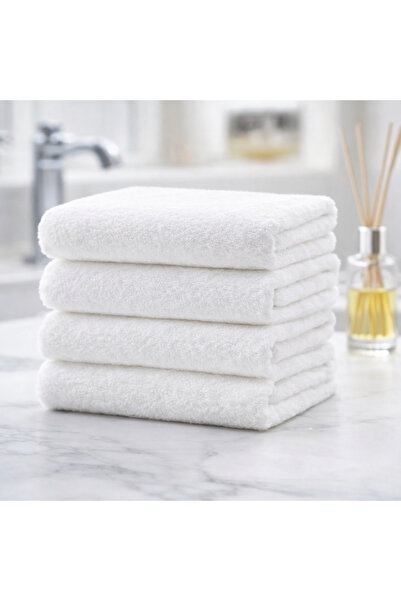 Elaganya فوط فندقية 4 قطع قطن لليدين والوجه والرأس 200 جرام 50x90 سم - أبيض