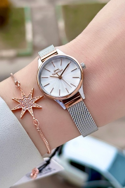 Slazenger Rose Silver Color Women's Wristwatch and Bracelet