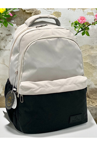 Bevitton Bvt-34100 Beige-Black School Bag Water Resistant Fabric Unisex Schoo...