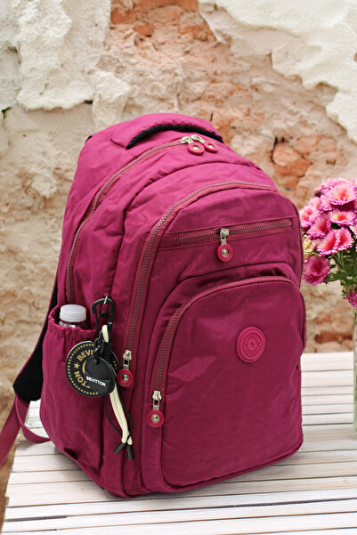 Bevitton 1800 Geantă de școală burgundă Rucsac de școală unisex din țesătură ...