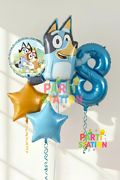 Parti Station Bluey Temalı 8 Yaş Folyo Balon Seti – Rakam Balonlu Doğum Günü ...