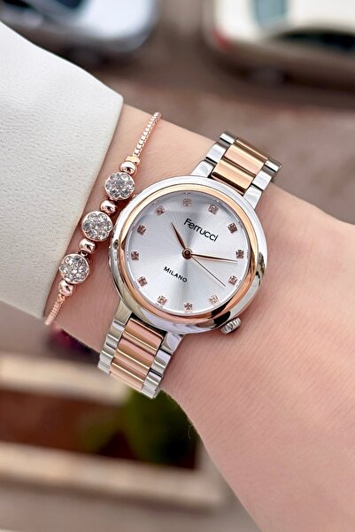 Ferrucci Bronze Metallic Color 2 Year Warranty Women's Wristwatch and Bracelet