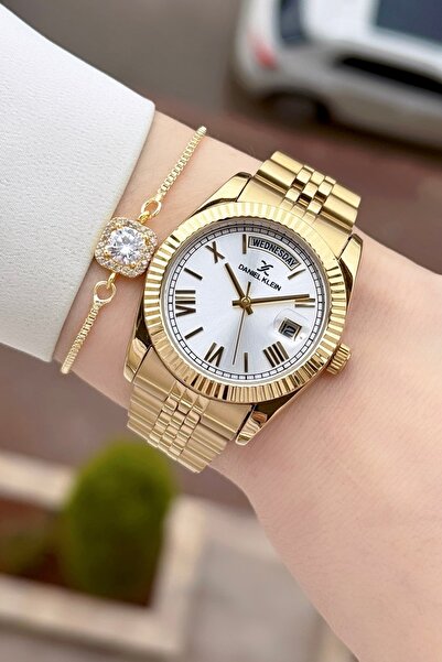 Daniel Klein Gold Color 2 Year Warranty 36 mm Women's Wristwatch and Bracelet