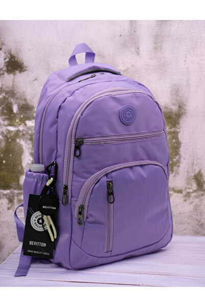 Bevitton 1710 حقيبة مدرسية مقاومة للماء باللون الأرجواني للجنسين حقيبة ظهر مد...