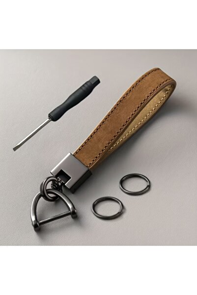 Choice Brown Car Key Chain Luxury Genuine Leather Keychain Pure Color Buckle ...