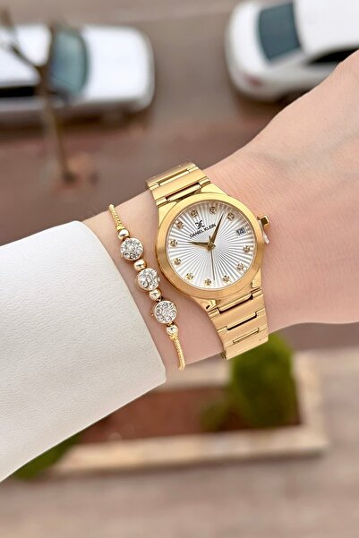 Daniel Klein ساعة يد نسائية مقاس 30 ملم مع سوار ذهبي اللون قابل للتعديل