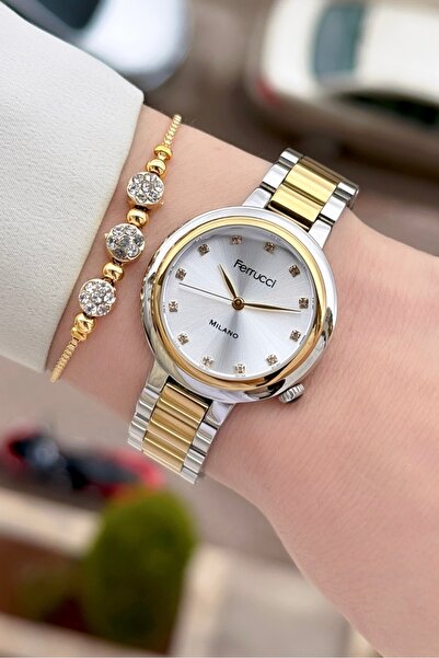 Ferrucci Gold Metallic Color Women's Wristwatch and Bracelet