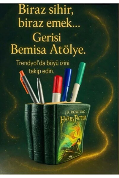 BEMİSA Harry Potter Kalemlik Kitap Şeklinde Kalemlik Masa Üstü Dekoratif Kale...