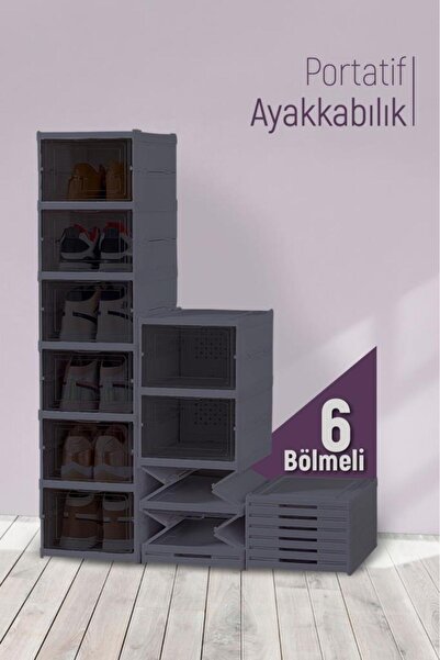 Trend Maison Katlanabilir Portatif 6 Katlı Plastik Ayakkabılık Ayakkabı Düzen...