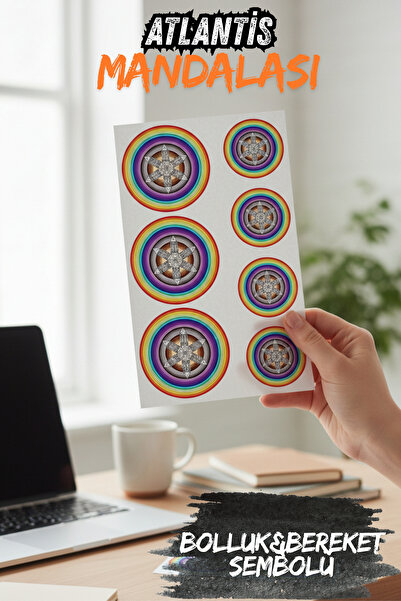 birikiyedi Bolluk Bereket Sembolü Atlantis Mandalası Sticker Set Bullet Journ...