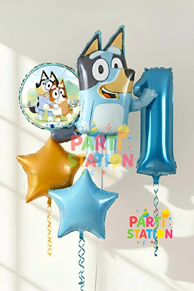 Parti Station Bluey Temalı 1 Yaş Folyo Balon Seti – Rakam Balonlu Doğum Günü ...