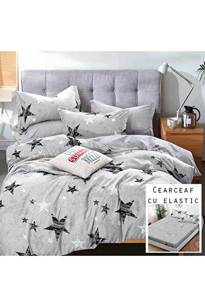 Patul Lenjerie Finet Satinat, 2 Persoane, Cearceaf cu Elastic, 6 Piese #FE171