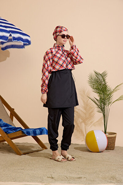 GAVLİA Women's Hijab Swimsuit 3-Piece Set - Half-Covering Zippered..