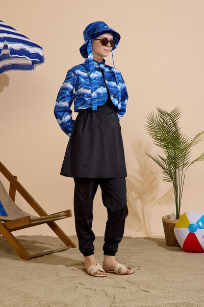 GAVLİA Women's Hijab Swimsuit 5-Piece Set - Half-Covering Zippered..