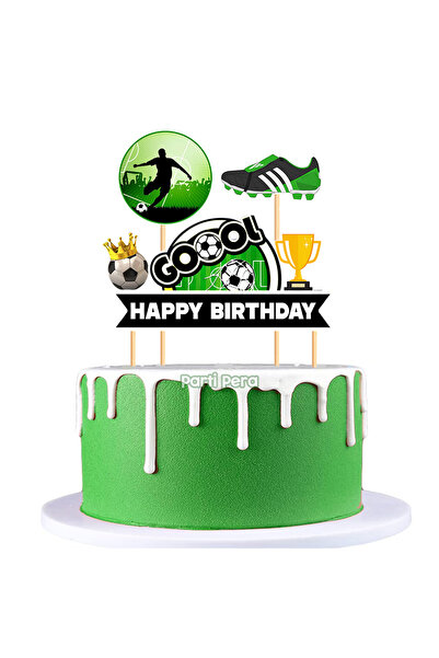 parti pera Futbol Temalı Pasta Süsü 3 Parça Doğum Günü Pasta Süsü