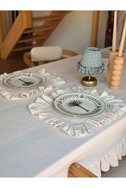 KaiAtelier Set de 2 servicii americane din in natural brut, dreptunghiulare, ...