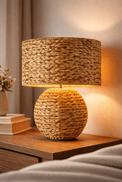 HubRom PORTO 4189-01 Διακοσμητικό Επιτραπέζιο Φωτιστικό Ρατάν 38,5x49,5 εκ. 1...