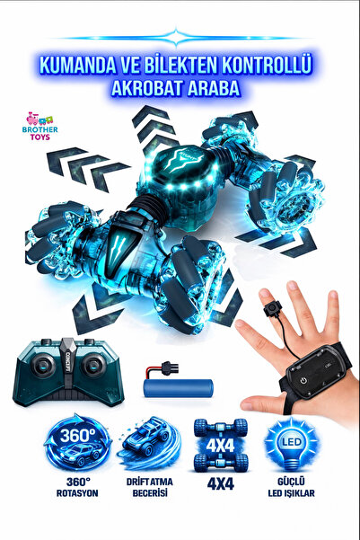 Brother Toys Şarjlı Işıklı El Sensörlü Uzaktan Kumandalı Bilek Kontrollü 6 Fo...