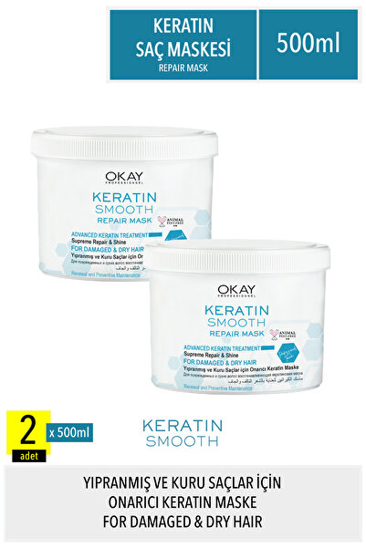 Okay Keratin Smooth Onarıcı Maske 500 ml X 2 Adet