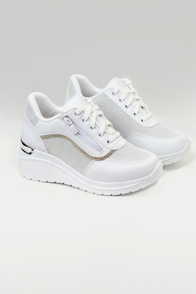 TW Tonny White Paris - 1511 High-Sole Stone-Embellished (4cm) Women's Sneakers with Zipper Detail