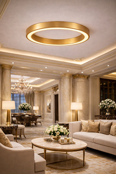 dizano Gold Modern Halka LED Aydınlatma 40cm 4000K Günışığı, Salon ve Ofis, S...