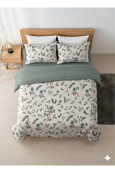 Home Cotton Piece Double Bedding Set with Flower Pattern Patterned Esi̇m Set ...