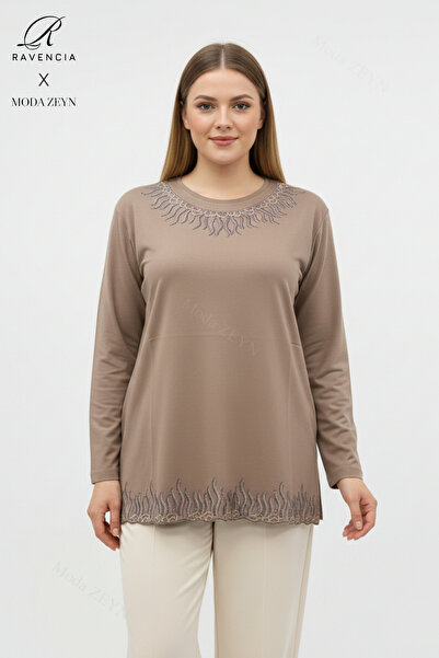 Ravencia Women's Middle Age and Above Drop Patterned Collar Skirt with Stones...