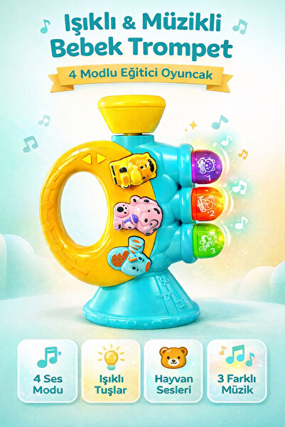 YILDIRIM OYUNCAK Işıklı ve Müzikli Trompet Piyanosu -  Hayvan Sesi Melodi ve ...