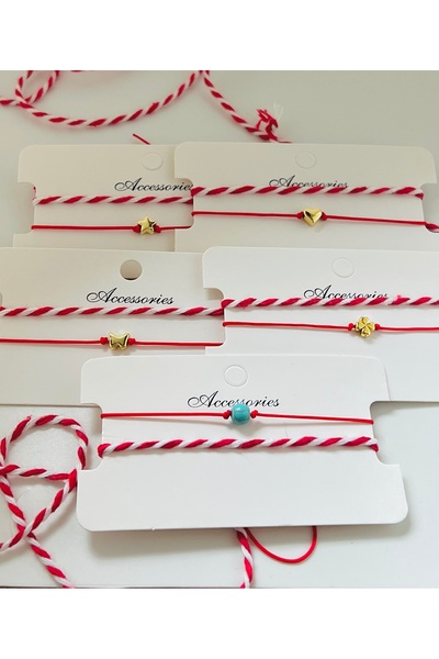 KOALA COMPANY Set of 10 Red Cords + Marteni̇çka Bracelets, 2 Pieces from Each Model, 10 Cards, 20 Bracelets