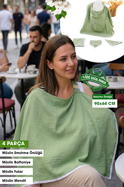 Yada Baby %100 Organik Pamuktan 4 Parça Bürümcük Emzirme Seti, (BATTANİYE, EM...