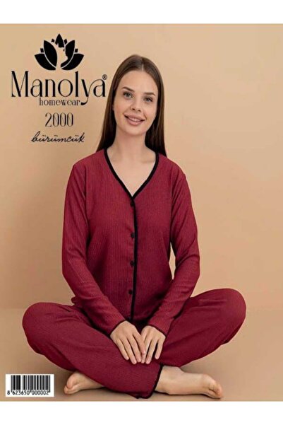 Manolya Homewear 2000 Bürümcük Önden Düğmeli Pijama Takımı