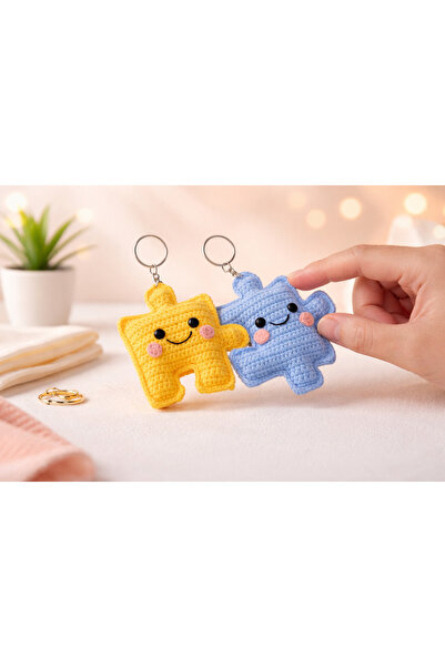 crafted by Nilüfer Ruh Esi Puzzle Anahtarlik Cift – El Yapimi Amigurumi Anaht...