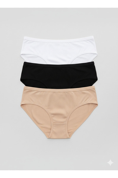 ek by_kuzeylingerie Set de 3 chiloți din bumbac cu talie înaltă