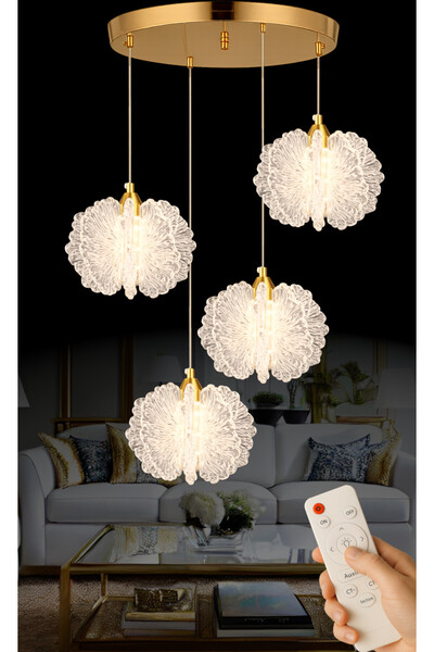 Luna Lighting Katerina Model 3 lü Gold Kaplama Metal Salon Mutfak Oturma Yata...