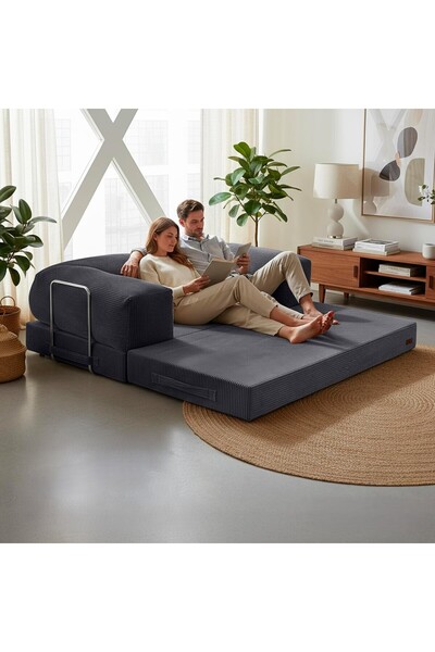 puffiber Katlanabilir Yataklı Kanepe,Cırt Bantlı Kaymaz,L şeklinde Kolçaklı K...