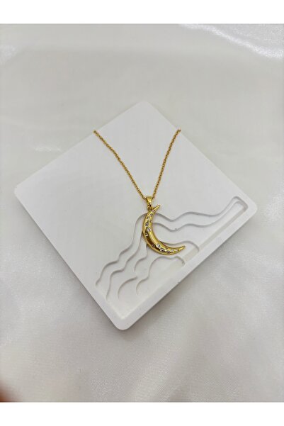 Home Taşlı Hilal Ay Kolye - Gold & Silver Seçenekli Şık Minimal Kadın Kolyesi...