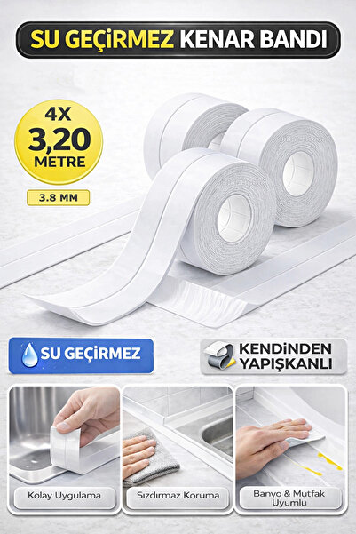 Tilbe Home 4 Adet Banyo Küvet Mutfak Lavabo Ocak Kenarı Su Geçirmez Kenar Ban...