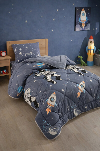 LilaMOON Σετ ύπνου Welsoft με μοτίβο αστροναύτη, μονό, διπλής όψης (πάπλωμα +...