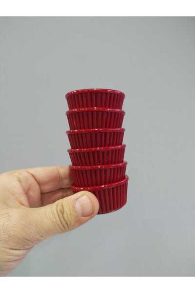 Zicco 6 Adet 5.5 cm Kırmızı 35 ml Mini Sosluk Lokumluk Zeytinlik ( Polikarbon...