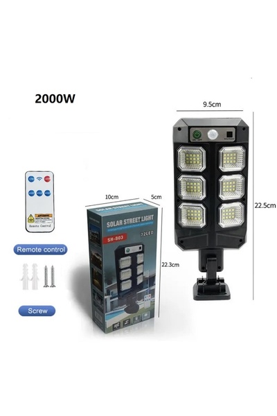 Choice مصباح LED شمسي قوي بقدرة 2000 واط وشدة إضاءة 80000000 لومن، مناسب للاس...